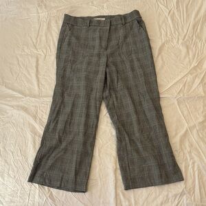LOFT Black and White and Green Plaid Pants